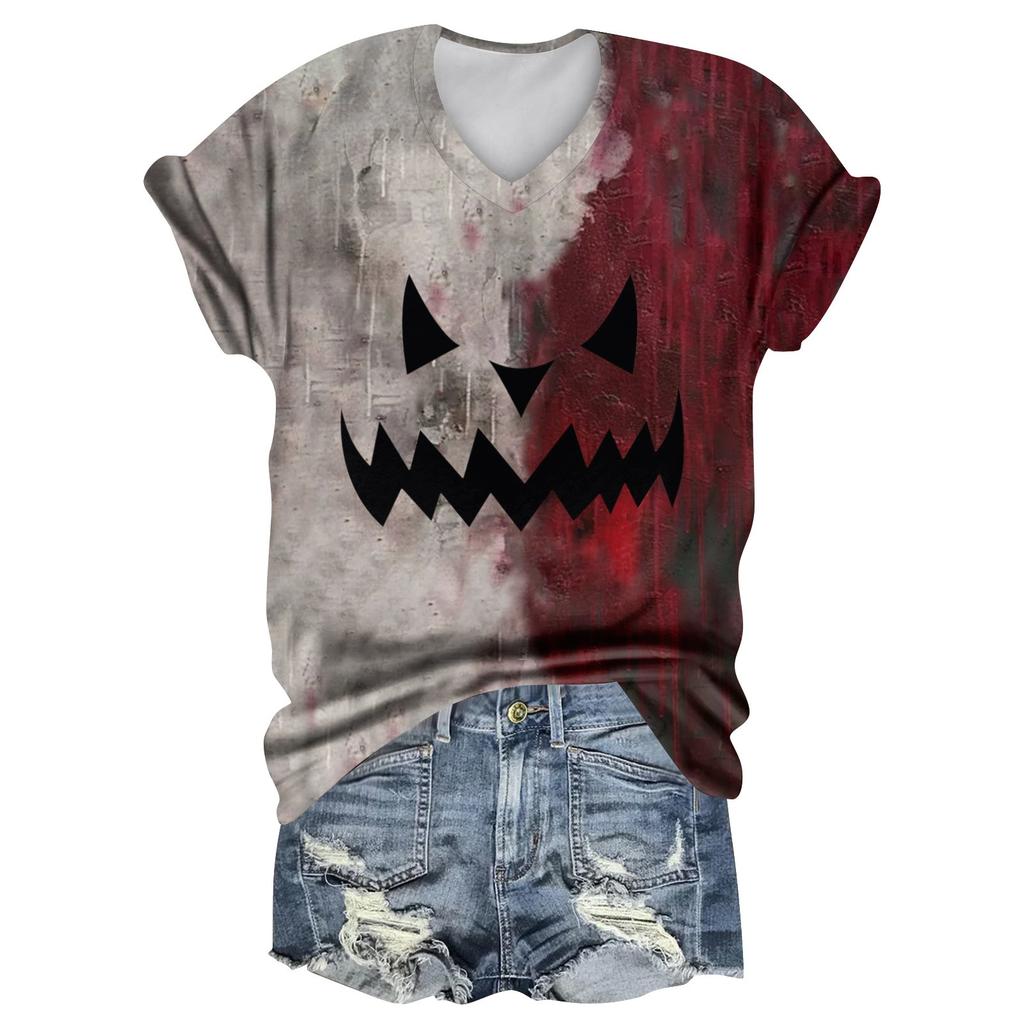 Dámská móda Ležérní Topy s krátkým rukávem s halloweenským potiskem Elegantní halloweenské topy