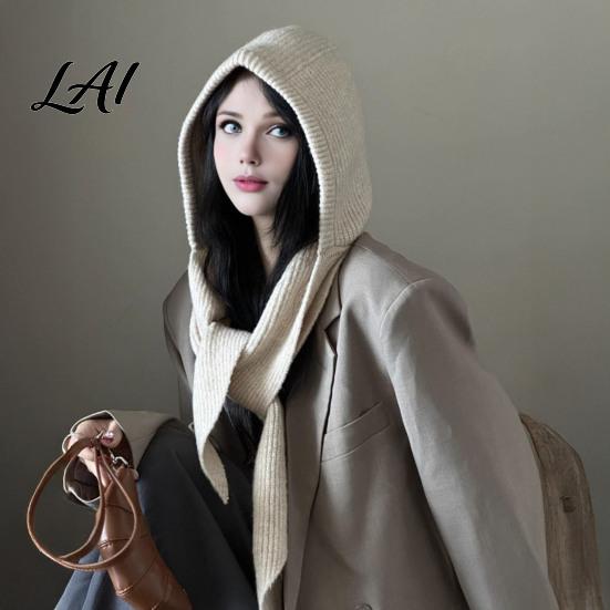 Cold Weather Hat Women Knit Hooded Scarf Hat Winter Pullover Balaclava Hood Hood Warm Ear Protection Skull Cap for Soft
