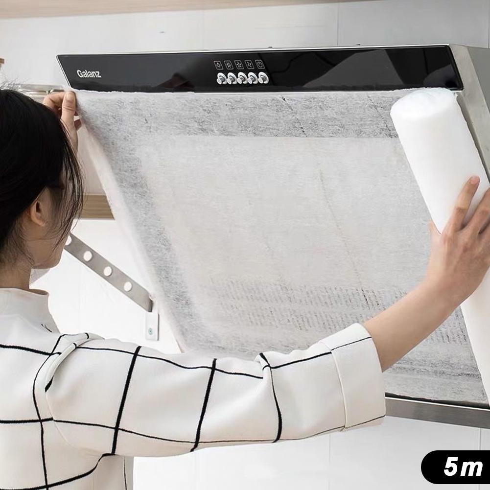 5/10M Disposable Hood Oil Filter Paper Non-woven Cooker Hood Extractor Fan Filter Kitchen Hood Grease Anti Oil Cotton