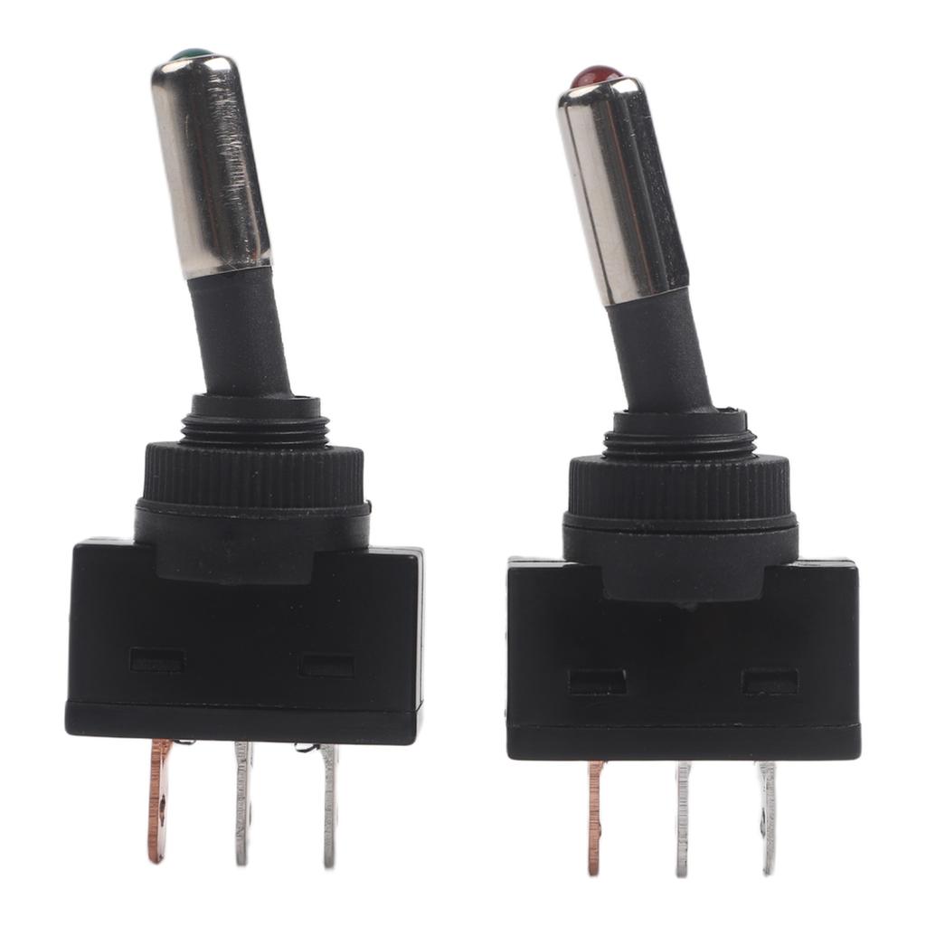 2PCS 12mm SPST For Toggle Switch with LED for 12V DC 20A Automotive Electrical Systems ASW-15D 2Position 3Pin Panel Mount Design