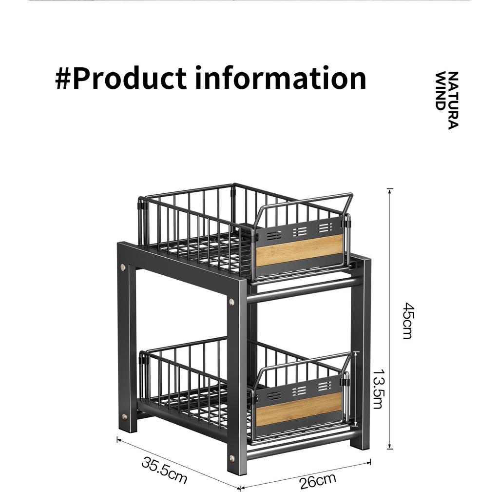 Kitchen Pull-out Basket Shelf Double Layer Spice Snack Bottle Can Cabinet Multi-level Shelf Under-sink Cabinet Layered Drawer