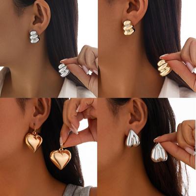 Trendy Geometric Arc Earrings: European & American Fashion Love Design
