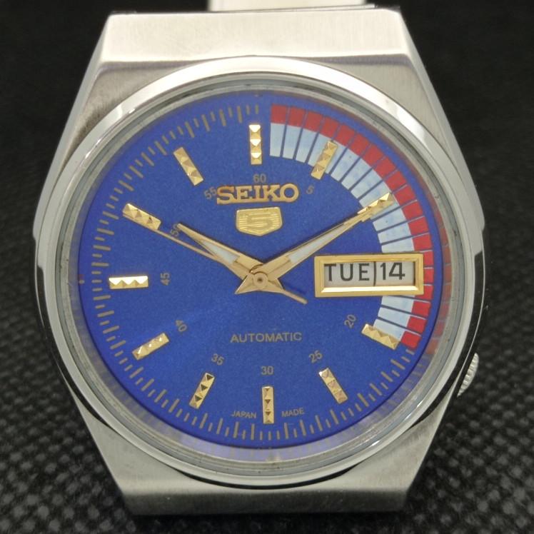 GEBRAUCHTE VINTAGE SEIKO 5 AUTOMATIK 6309A JAPAN HERREN D/D BLAU UHR 608c-a315403-9 SKU608c-a315403