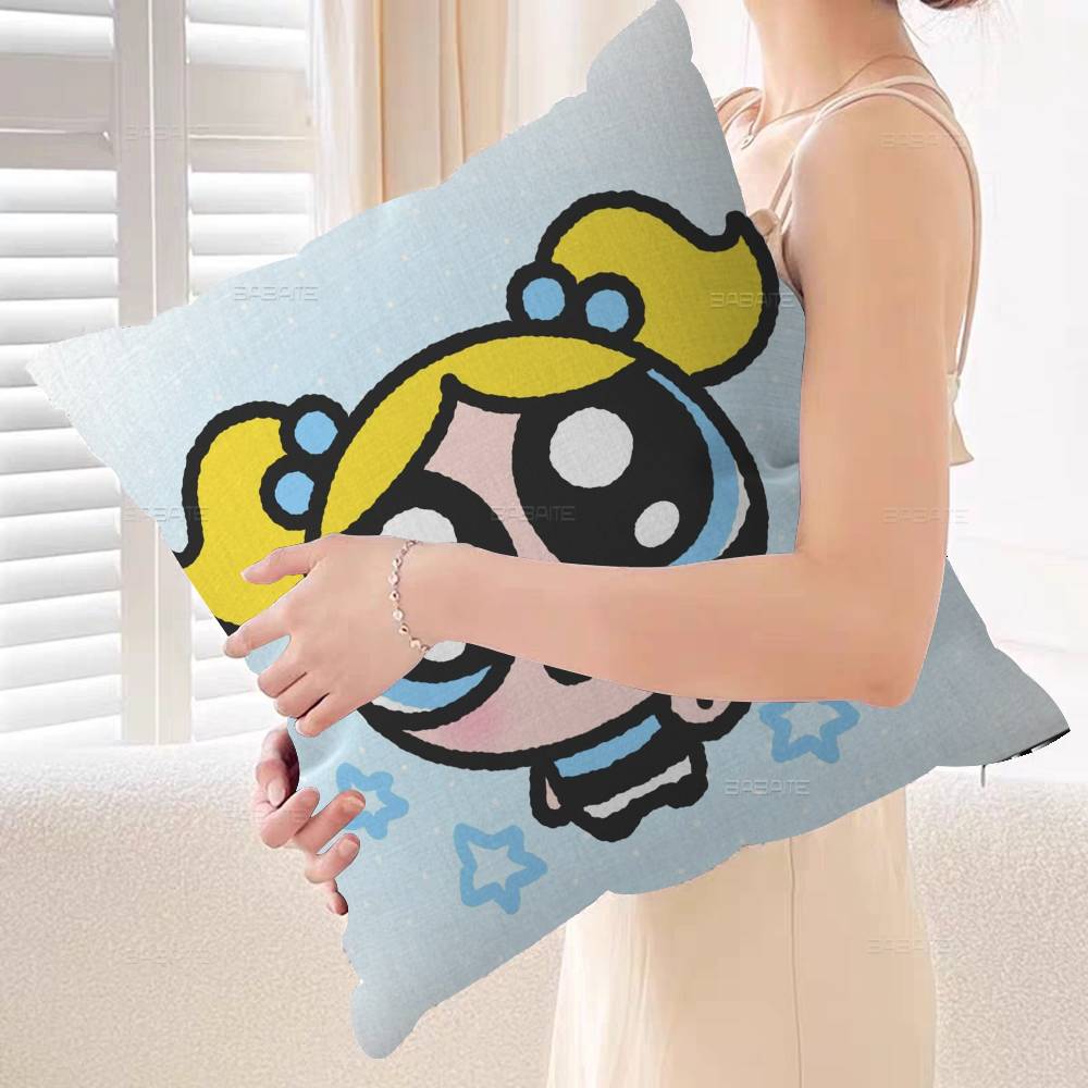 Kawaii P-Powerpuff Anime G-Girls Pillow Cover Sofa Cushion Cover Home Room Decoration Children Gift