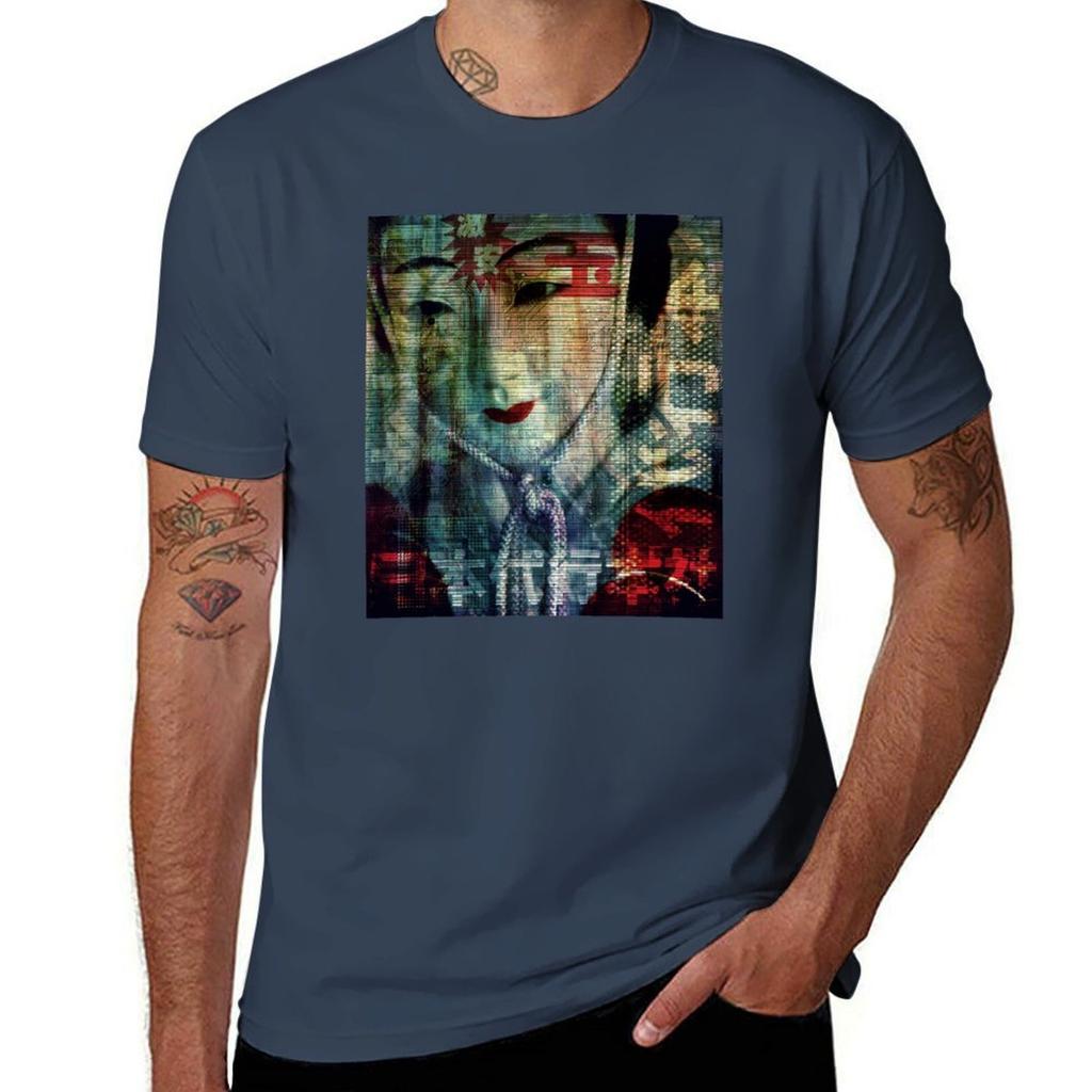 Futuristic Geisha TShirt Fashion Pattern Printed Tee Shirt