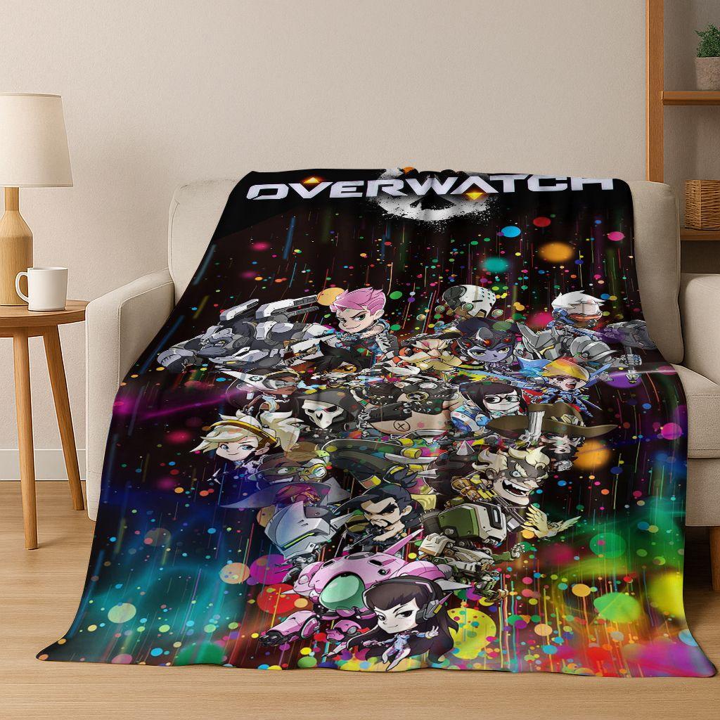 Game OW Overwatch D.VA Mei Reaper Cartoon 3D Flannel Blanket,Cozy Soft Throw Blanket for Home Bedroom Bed Sofa Picnic Cover Gift