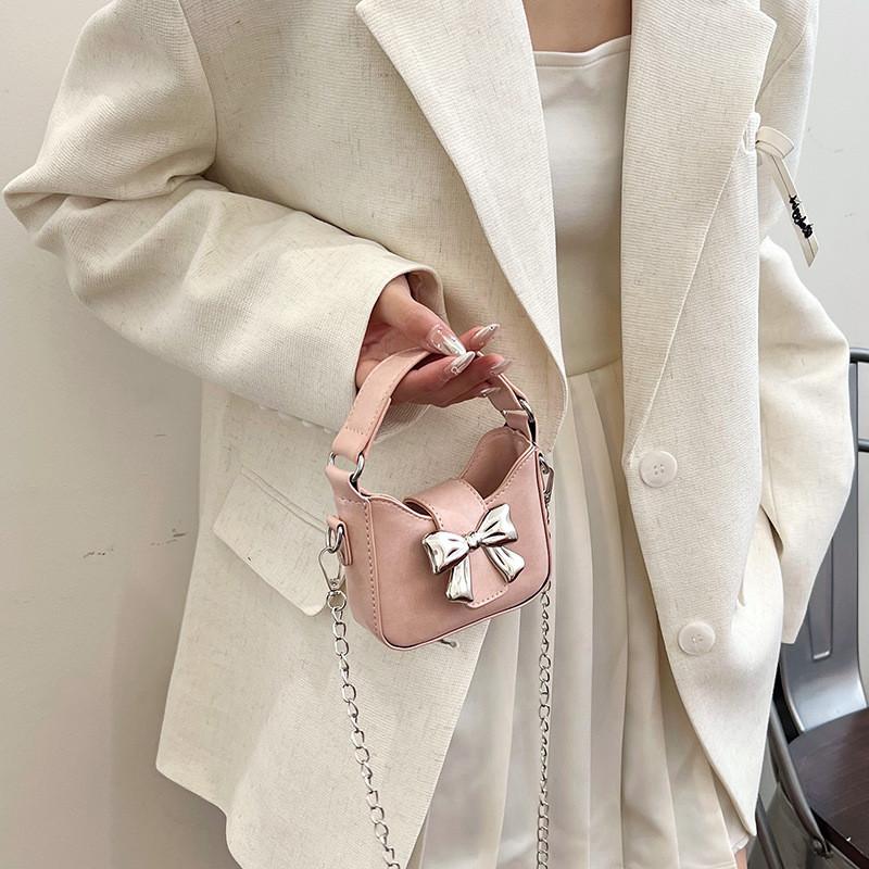 Trendy Butterfly Knot Underarm Bag For Women In Chic Black Red Pink White Colors