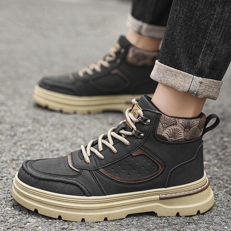 Winter Autumn Men's Boots High Top Casual Sneakers Men Designer Anti-Slip Ankle Boots Outdoor Thick Sole Mens Work Boots New