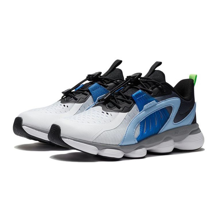 Li Ning Kids Non-Slip Shock Absorbing Wear-Resistant Rebound Low-Top Running Shoes Kids Running Shoes White Blue YKFS008-5