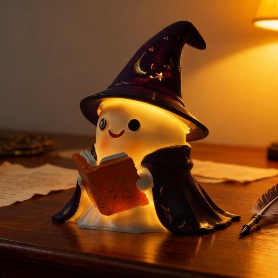 1/2Pcs Enchanting Wizard Ghost Night Light Halloween Reading Book Ghost LED Lamp Home Bedroom Kids Room Decoration Book Lovers Gift