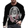 Autumn Winter Men's Christmas Pullover Long Sleeve Top Loose Fit Spring Skeleton Youth Men Round Neck Casual T-shirt