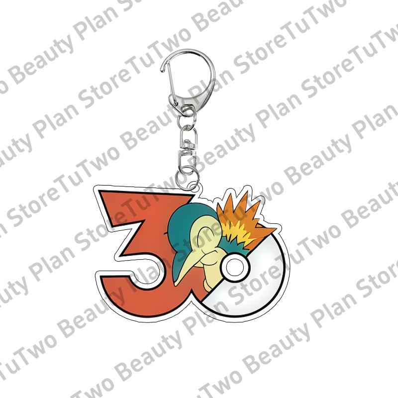

30th Anniversary Anime Mewtwo Charizard Squirtle Psyduck Bulbasaur Cartoon Acrylic Keychain Backpack Pendant Charm Jewelry Gifts about 5cm