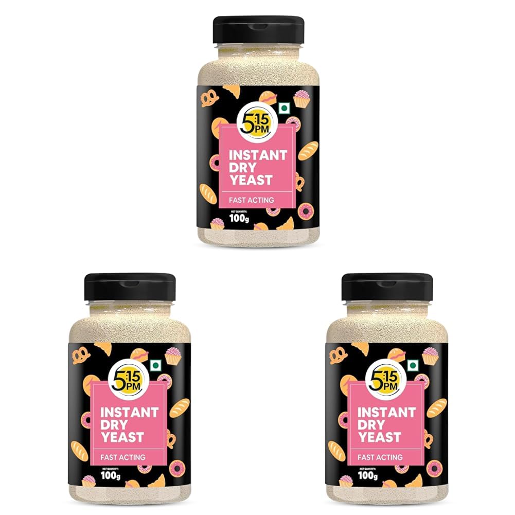 

5:15PM Instant Dry Yeast Powder 100g X Pack of 3 | Active Yeast for Bread & Pizza Baking