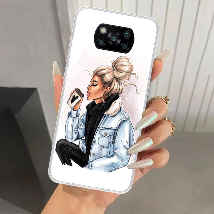 Girl Boss Female Coffee Phone Case for Xiaomi Poco X5 X6 X7 Pro F7 Ultra M7 Redmi 15 15C 13 13C 12 12C 10 10A 10C 9 9A 9C 9T She