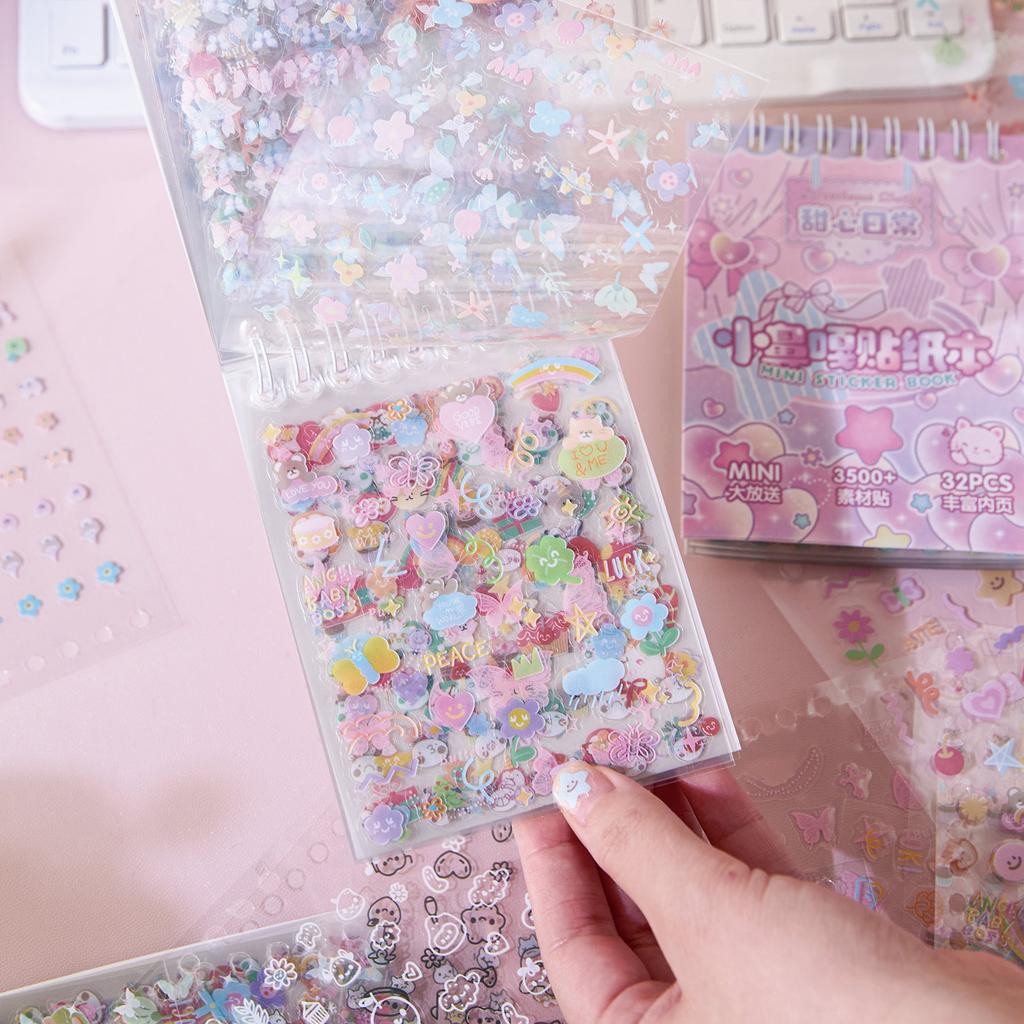 32sheets Kawaii Mini Sticker Die-cutting Sticker book Kpop Toploader Decorative Stickers Nail Sticker Set Stationery