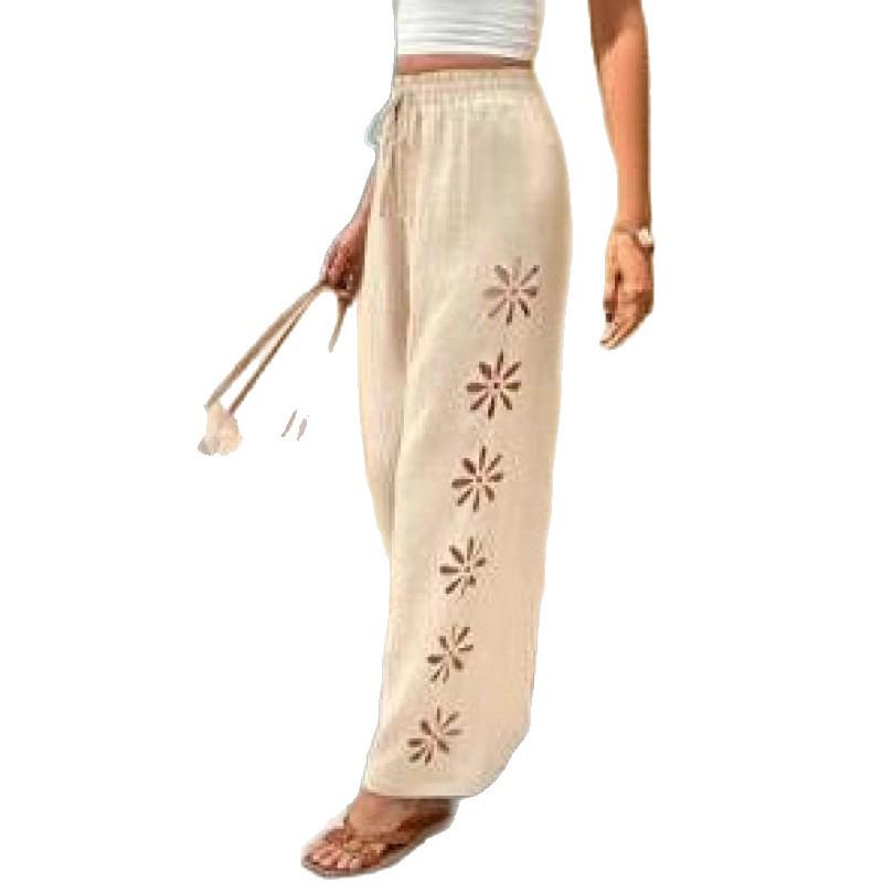 New 2026 Casual Drawstring Hollow Loose Wide-Leg Trousers