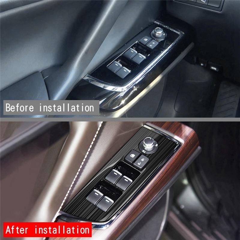 Car Window Glass Lift Button Switch Cover Trim Stainless Steel Door Armrest Panel For Mazda CX9 CX-9 + LHD Parts