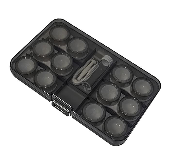 Transparent Contact Lens Case Portable Plastic Storage Box with Tweezer Suction Stick Set for Travel Holiday Companion Organizer