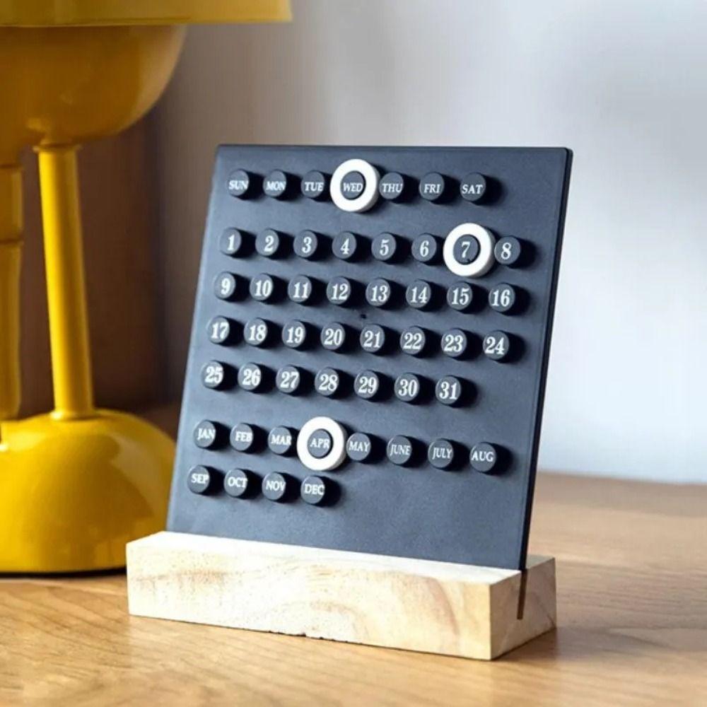 Ten Thousand Year Acrylic DIY Calendar Wooden Base Manual Perpetual Calendar  Office