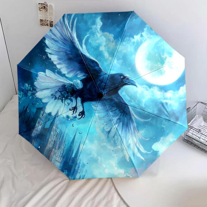 Mondlicht-Tiere Muster, automatischer Klappschirm, tragbares und faltbares Design, 8 Schirmstäbe, ein Weihnachts- oder Geburtstagsgeschenk.