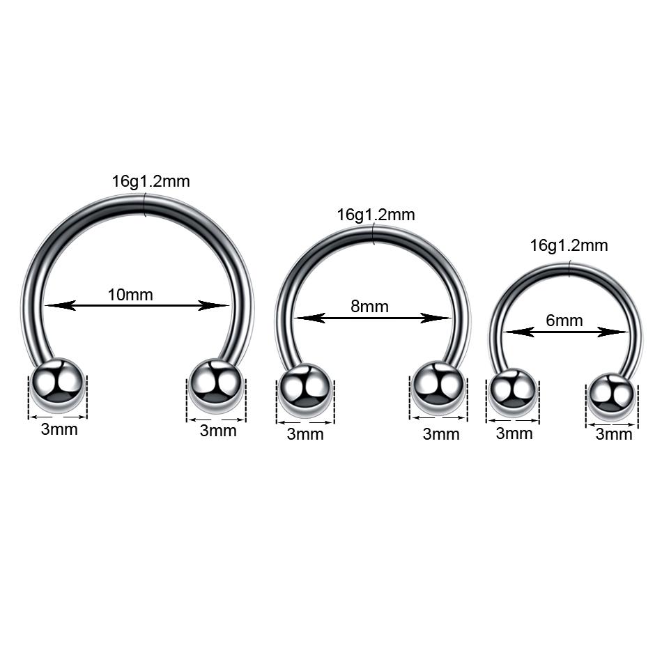 G23 Titanium Labret Piercings Stud Lip Rings Eyebrow Rings Cartilage Helix Tragus Piercing Horseshoe Ring Body Jewelry 16G