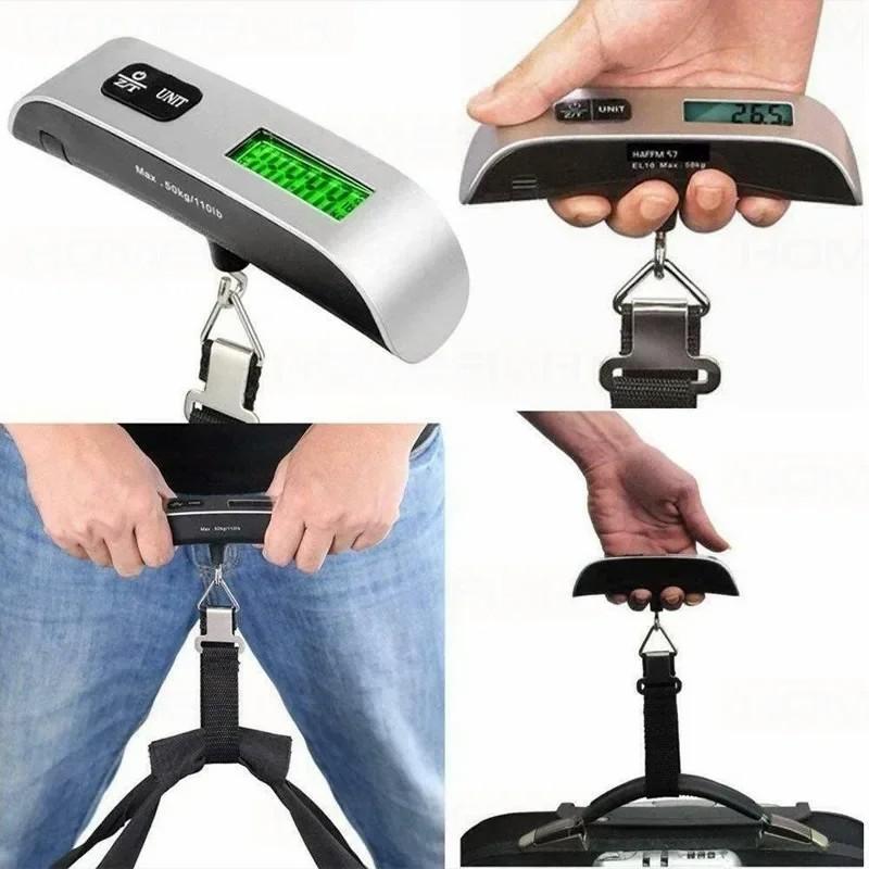 Balanza Digital para Equipaje de 110lb 50kg para Viajes, Portátil de Mano, Balanza de Peso para Equipaje Colgante para Maleta