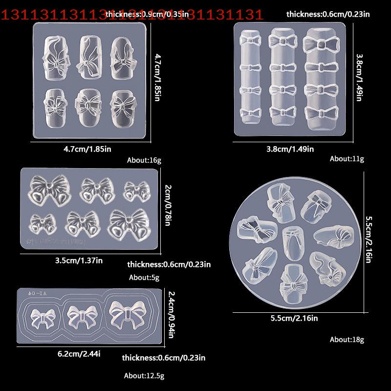 Carved DIY, UV Gel Nail Polish, Acrylic Crystal Nails Template 3D Carving Silicone Mold for Nail Stamping, Nail Art, Candy Bow