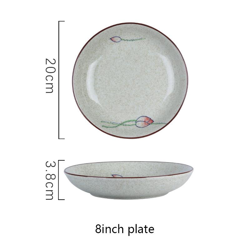 8-Zoll-japanischer Dessert-Salat-Teller Keramik Pasta-Kuchen-Servierteller Dip-Sauce-Gerichte Handbemaltes Geschirr