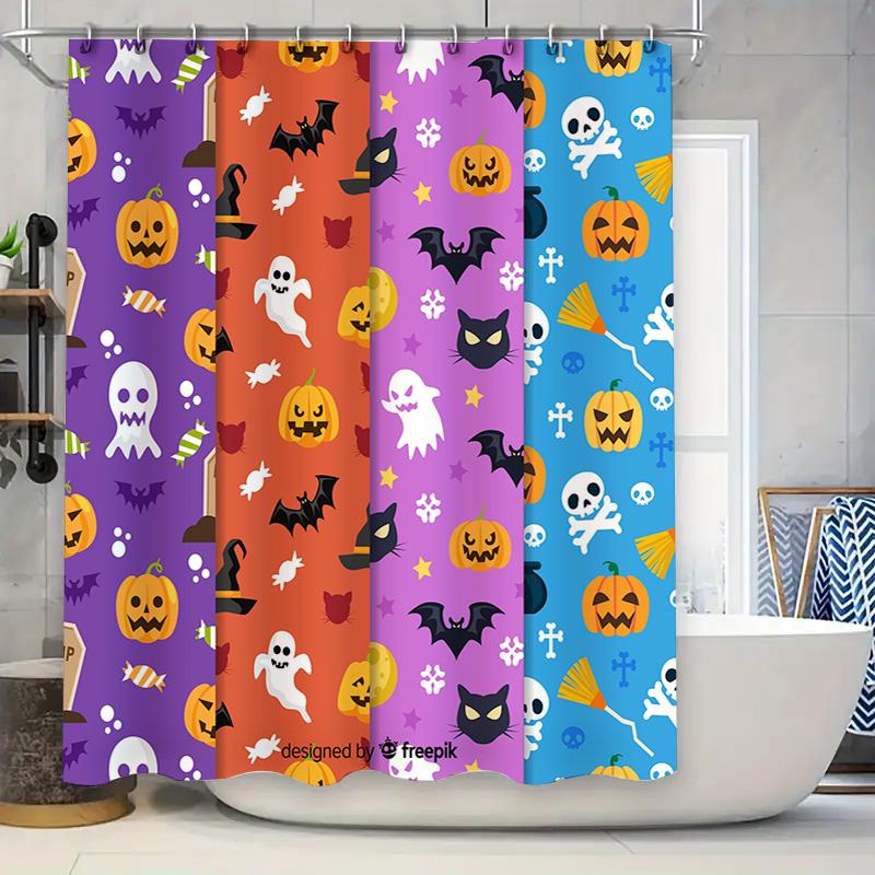

Halloween Shower Curtain Set Spooky Halloween Print Bathroom Decor! Perfect For Your Fall-Themed Home Or Party Supplies Collecti W60H190(CM)-1 Pcs