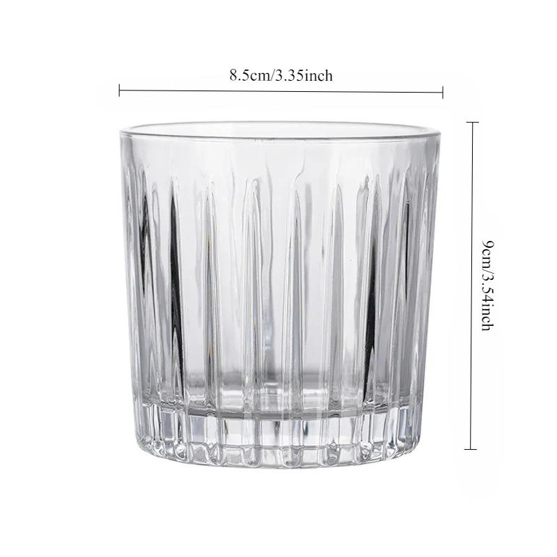 1pcs Vertical Striped Iced Coffee Cup Latte Coffee Shop Beverage Juice Lemon Glass Water Cup Japanese Style Whisky Glass Cups