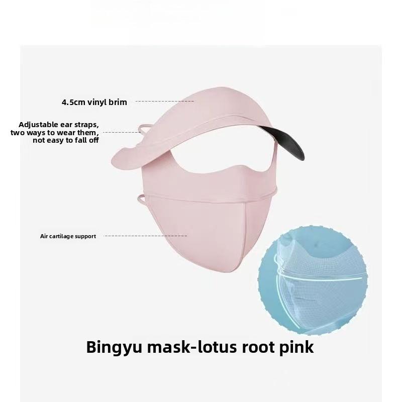 

1 шт. Маска из полиэстера, ледяной шелк, портативная, солнцезащитная, дышащая, солнцезащитная маска, для улицы, с козырьком, шляпы для защиты от солнца розовый