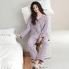 Woven Pure Cotton Pajamas Women's Spring and Autumn New Long-sleeved Loose Double-layer Gauze Sweet and Cute Loungewear Set