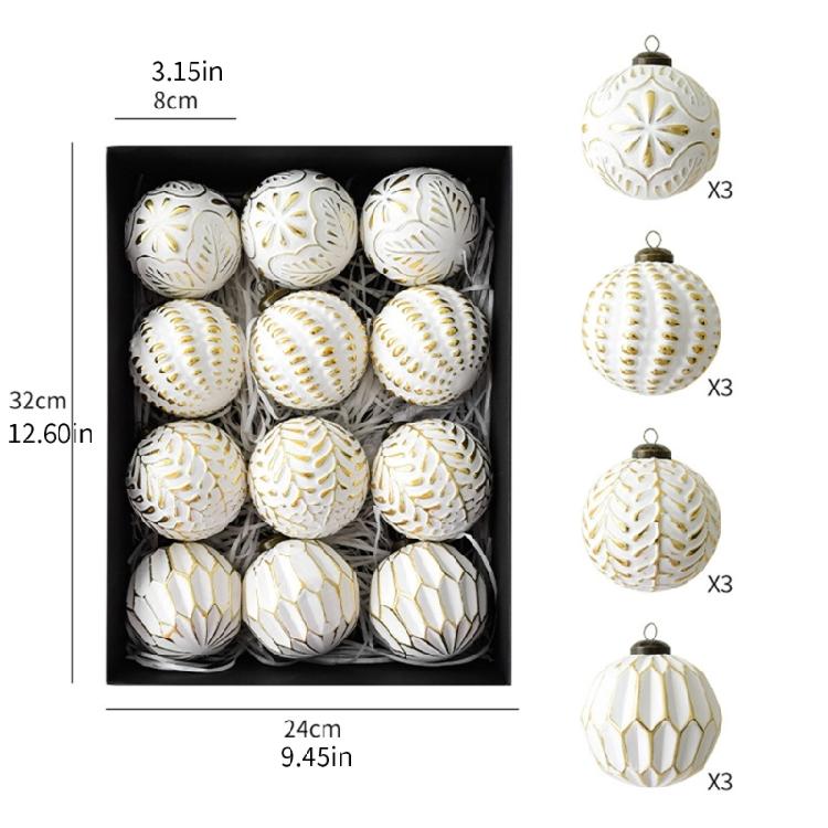 12Pcs Shimmering Christmas Ball Ornament 8cm Shatterproof Christmas Baubles Hanging Decorations for Tree Wreath Mantels
