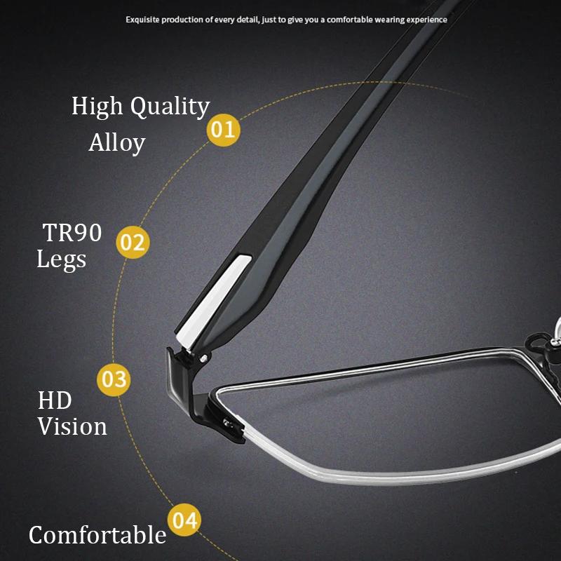 Single Light Reading Glasses Men's Half Frame Business Glasses Fashion Decorative Glasses