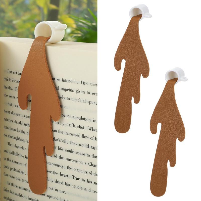 Spilled Coffee Bookmark Creative Coffee Cup Bookmark Leather PU Spilled Coffee Bookmark
