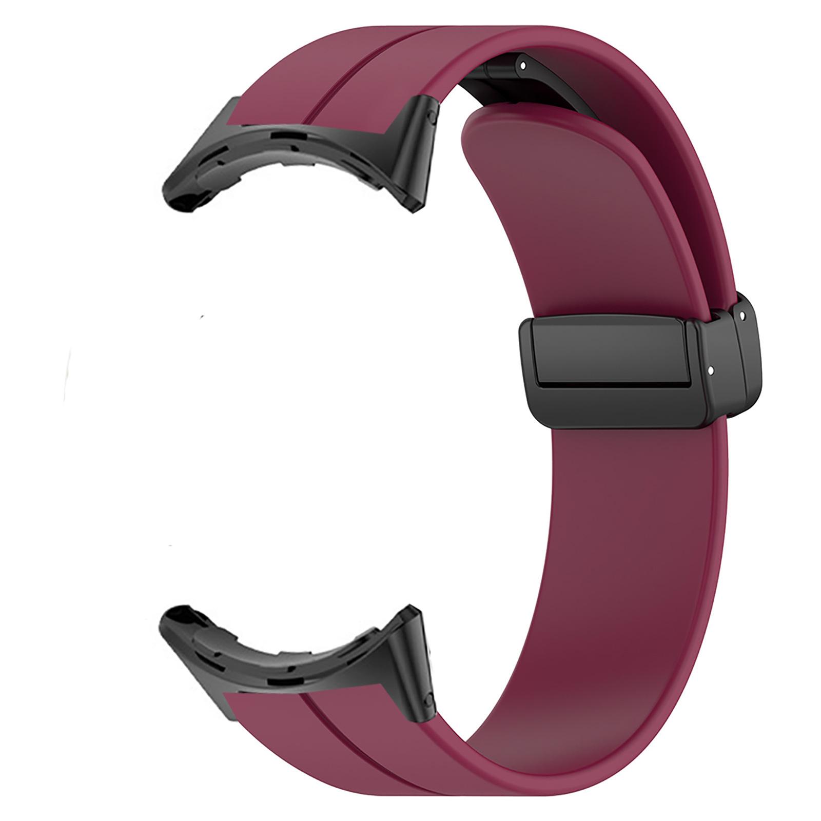 2 Sweatproof Adjustable Fashion Magnetic Silicone Wristband Bracelet Watchband Breathable Flexible Strap 1 вино красного