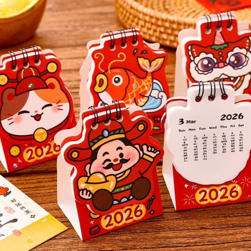 Simple Red Desk Calendar To Do List Cartoon Mini Calendar 2026 Coil Calendar Office School Home