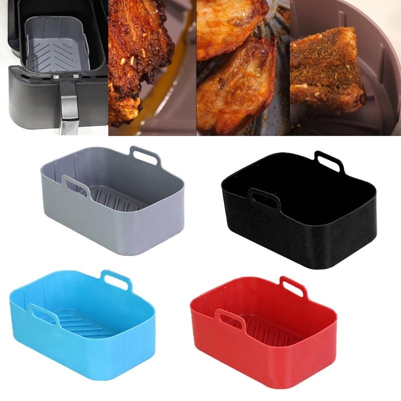 Replacement Baking Tray Air Fryer Silicone Liners Square Food Safe Non Stick Air Fryer Oven Basket Reusable Baking Tray