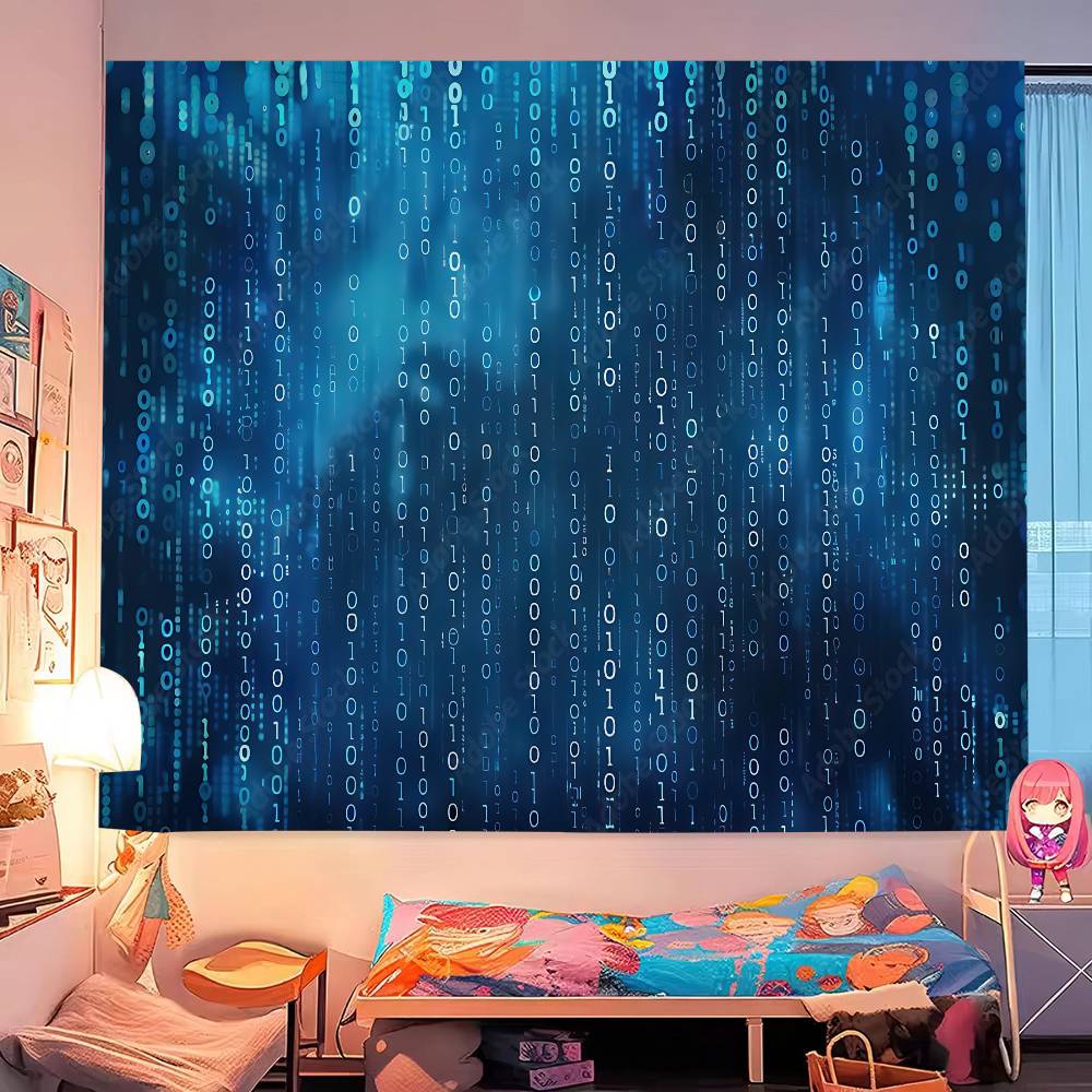 Binary Code The Matrix Program Chart Printed Large Wall Tapestry Indian Buddha Wall Decoration Witchcraft Bohemian Hippie Wall