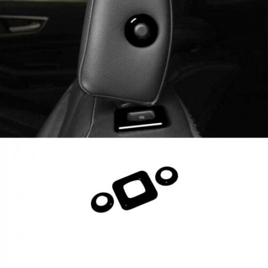 Car Seat Headrest Adjust Button Ring Cover For Ford Edge 2015- Bright Black