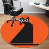 1pc Cat Orange Office Round Area Rug, Indoor Mat Suitable ForOffice, Under Office Chairs Bedroom Living Room Home Decor, Room Decot209