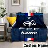 Custom Name France Football Crest Throws Blanket Flannel Blankets for Couch Bed Gifts for Men Women Picnic Blanket Christmas Fan Gifts