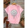 Breathable Women's Mandala T-Shirt Crew Neck Micro Fit White with Intricate Black for Lotus Design Harajuku Short Sleeve