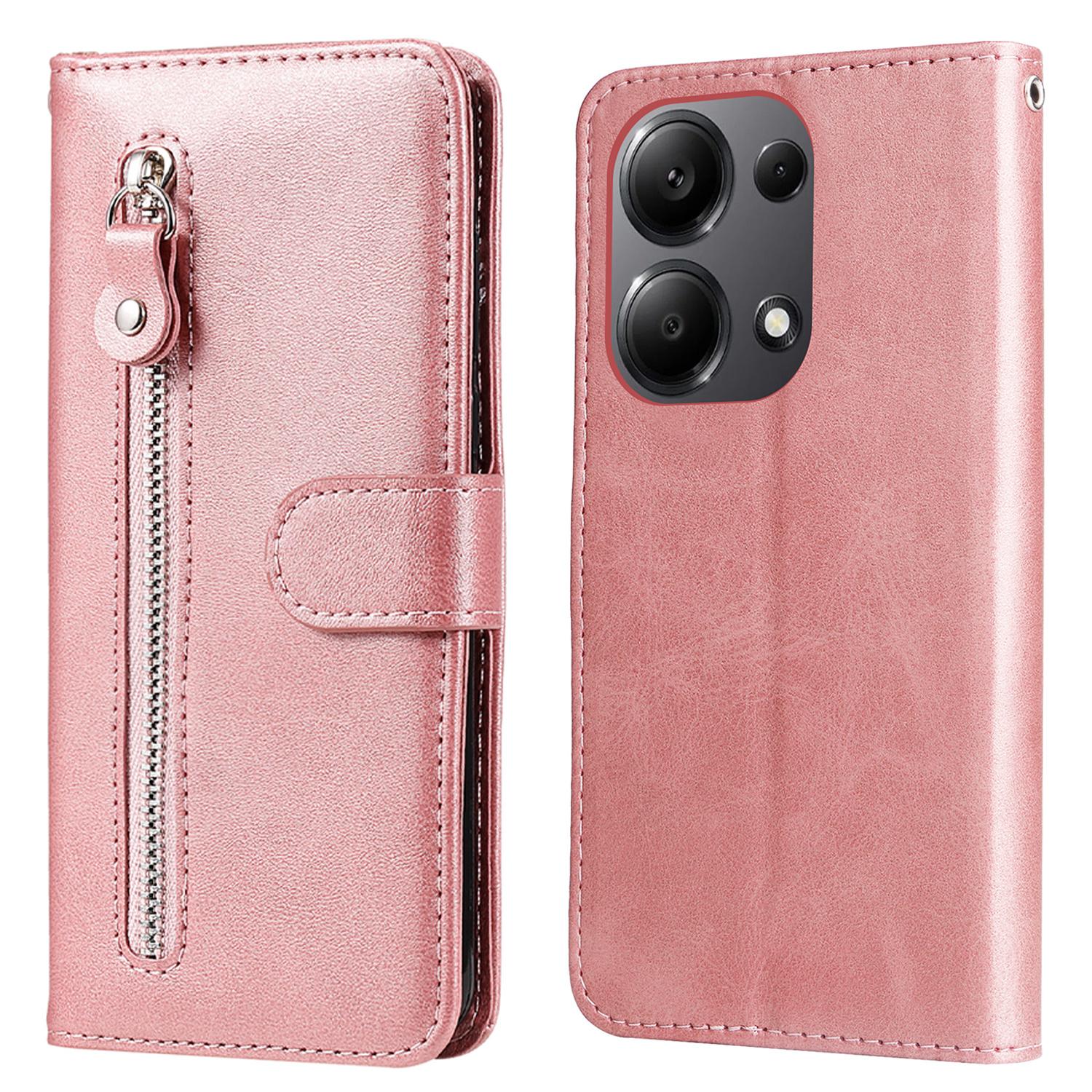 

For Xiaomi Redmi Note 14S 4G/Note 13 Pro 4G/Poco M6 Pro 4G Case Leather Anti-Drop Cover with Zipper Pocket B