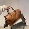 Large Capacity Travel Bag  New PU Shoulder Crossbody Bag For Women's Casual Boston Soft Leather Fashionable Handbag