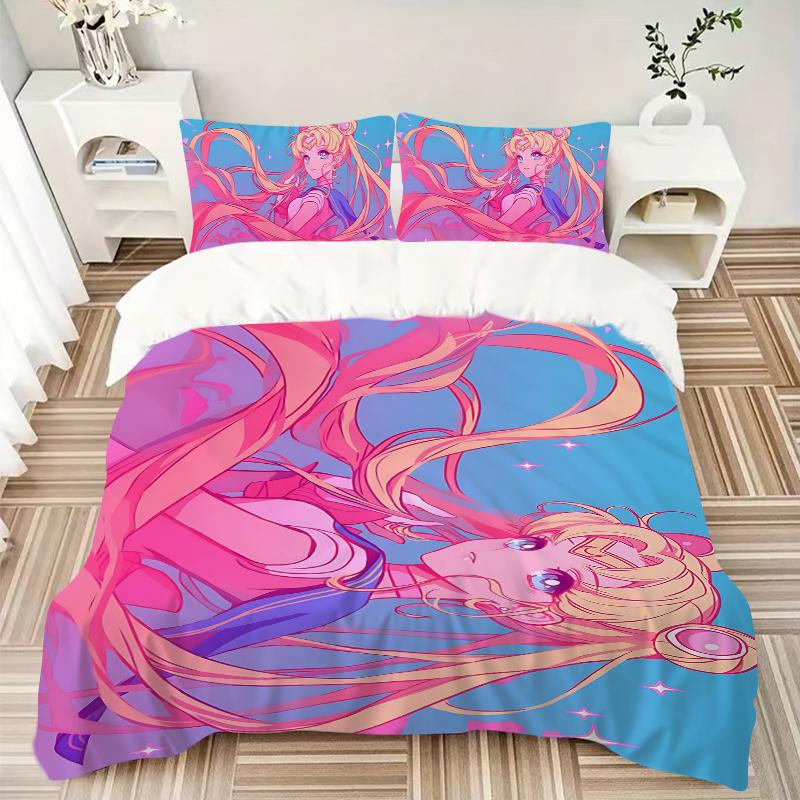 3Pcs Magical Girl Adventure Bedding Set Soft Fabric Duvet Cover Pillowcases Home Xmas Halloween Gift 1 Duvet Cover 2 Pillowcase S1481