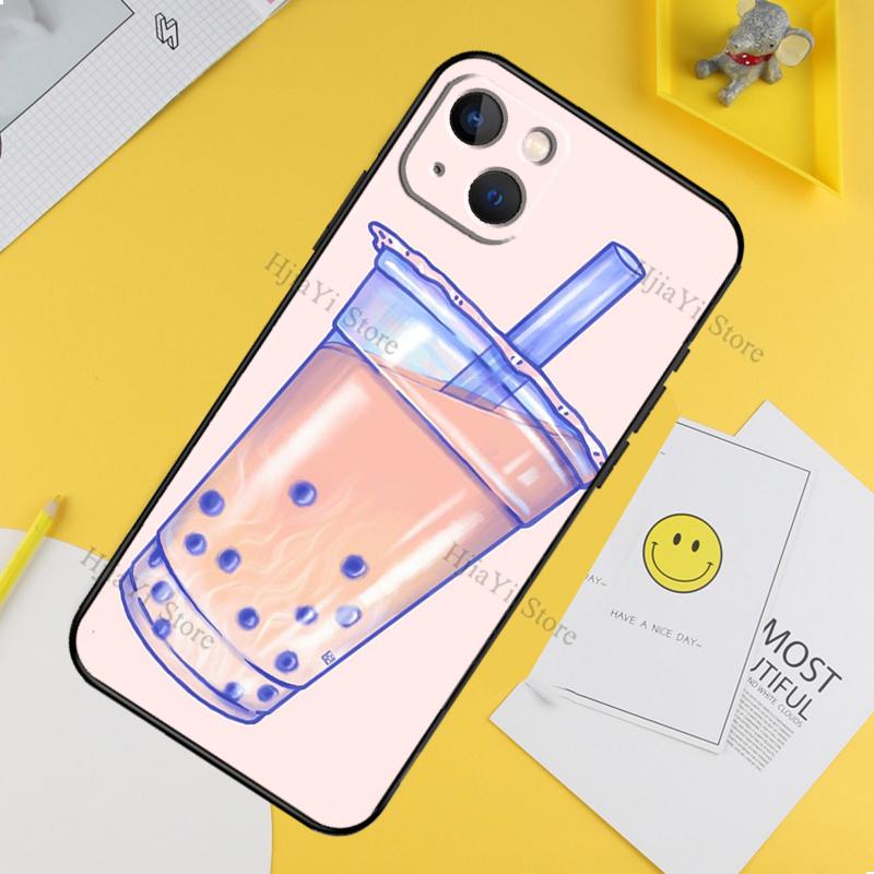 Boba Milk Tea Case For iPhone 11 12 13 14 15 16 Pro Max Mini X XR XS MAX Plus Phone Back Cover