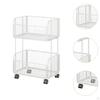 Cart Metal Wire Baskets with Wheels Iron Multipurpose Kitchen Fruit Basket Stand for Snacks Potatoes