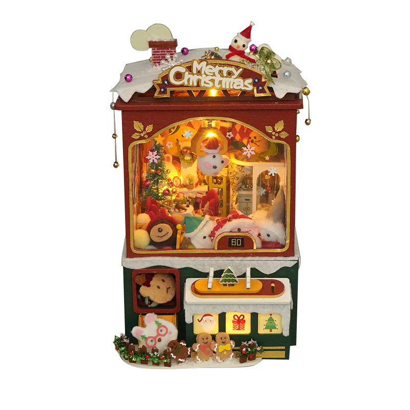 DIY TH45 Christmas Music Box Kit - Hand-Assembled Wooden Hut Ornament, Creative Holiday Gift with Musical Mechanism