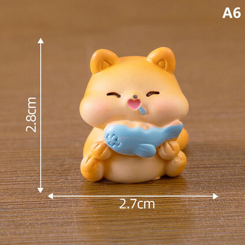 Cute Figurines Miniature Cartoon Chubby Cat Resin Ornament Micro Landscape D GF